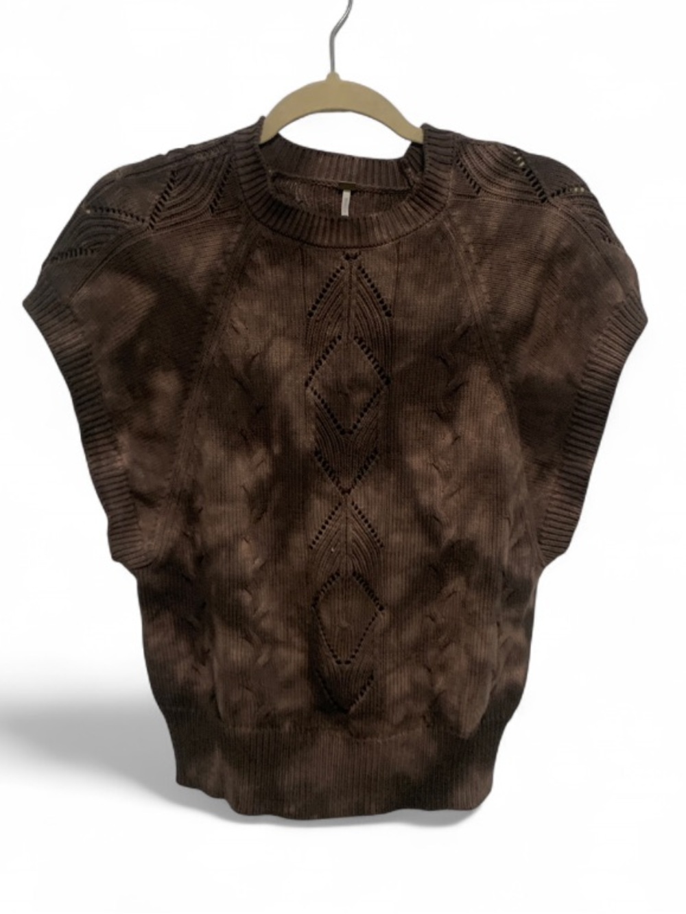 Young Fabulous and Broke Brown Tie-Dye Knit Short-Sleeve Sweater Top